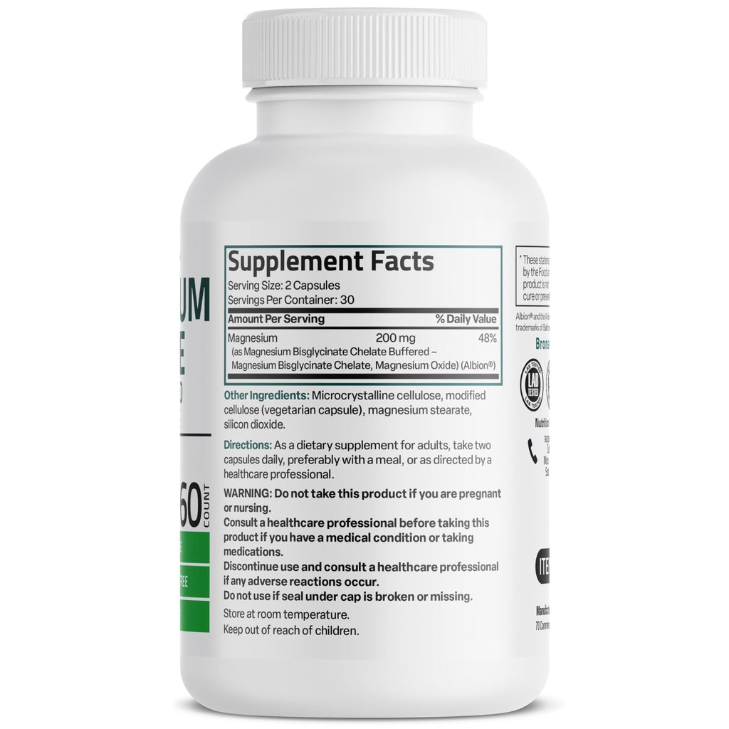 Bronson Magnesium Glycinate 200 MG per Serving Chelated for High Absorption, Gentle On Stomach, Non-GMO, 60 Vegetarian Capsules - FENGGESTORE20