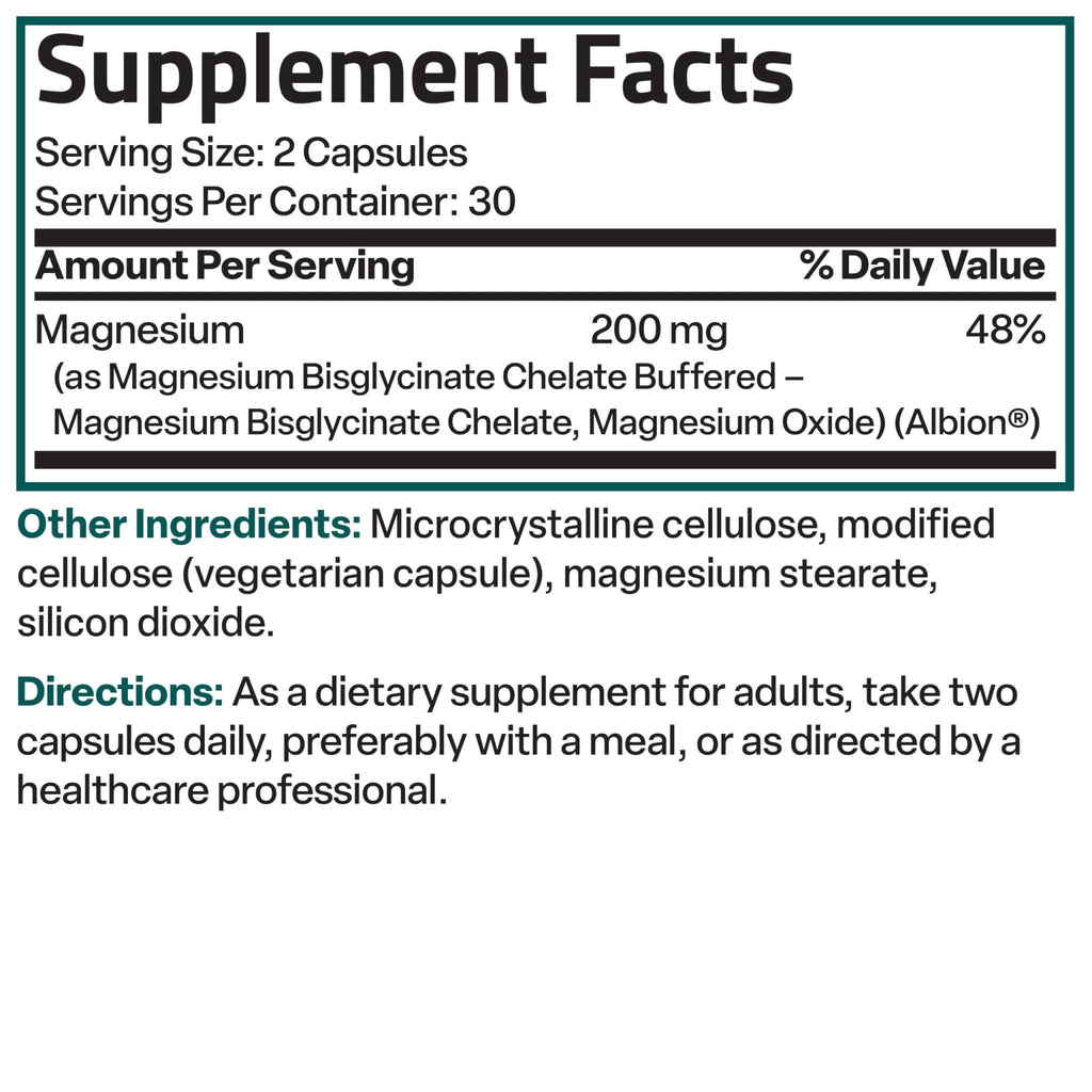 Bronson Magnesium Glycinate 200 MG per Serving Chelated for High Absorption, Gentle On Stomach, Non-GMO, 60 Vegetarian Capsules - FENGGESTORE20