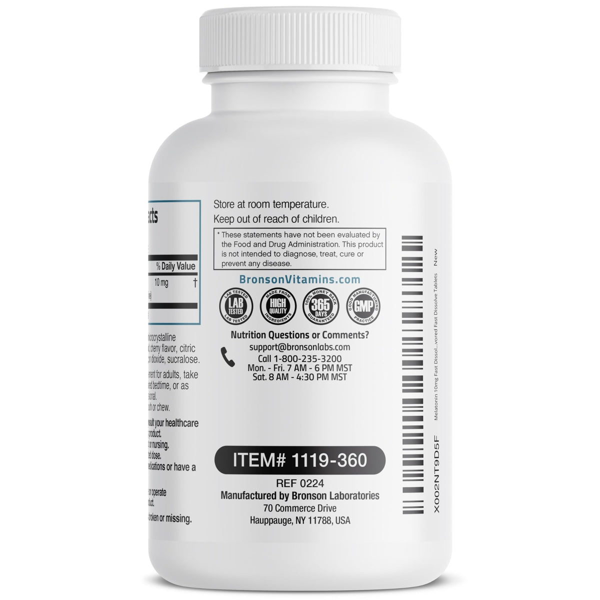 Bronson Melatonin 10mg Fast Dissolve Cherry Flavored Tablets Vegetarian Chewable Lozenges, 360 Count - FENGGESTORE20