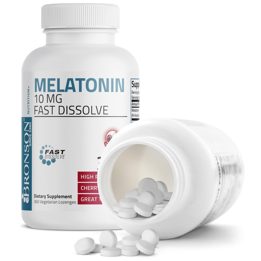 Bronson Melatonin 10mg Fast Dissolve Cherry Flavored Tablets Vegetarian Chewable Lozenges, 360 Count - FENGGESTORE20