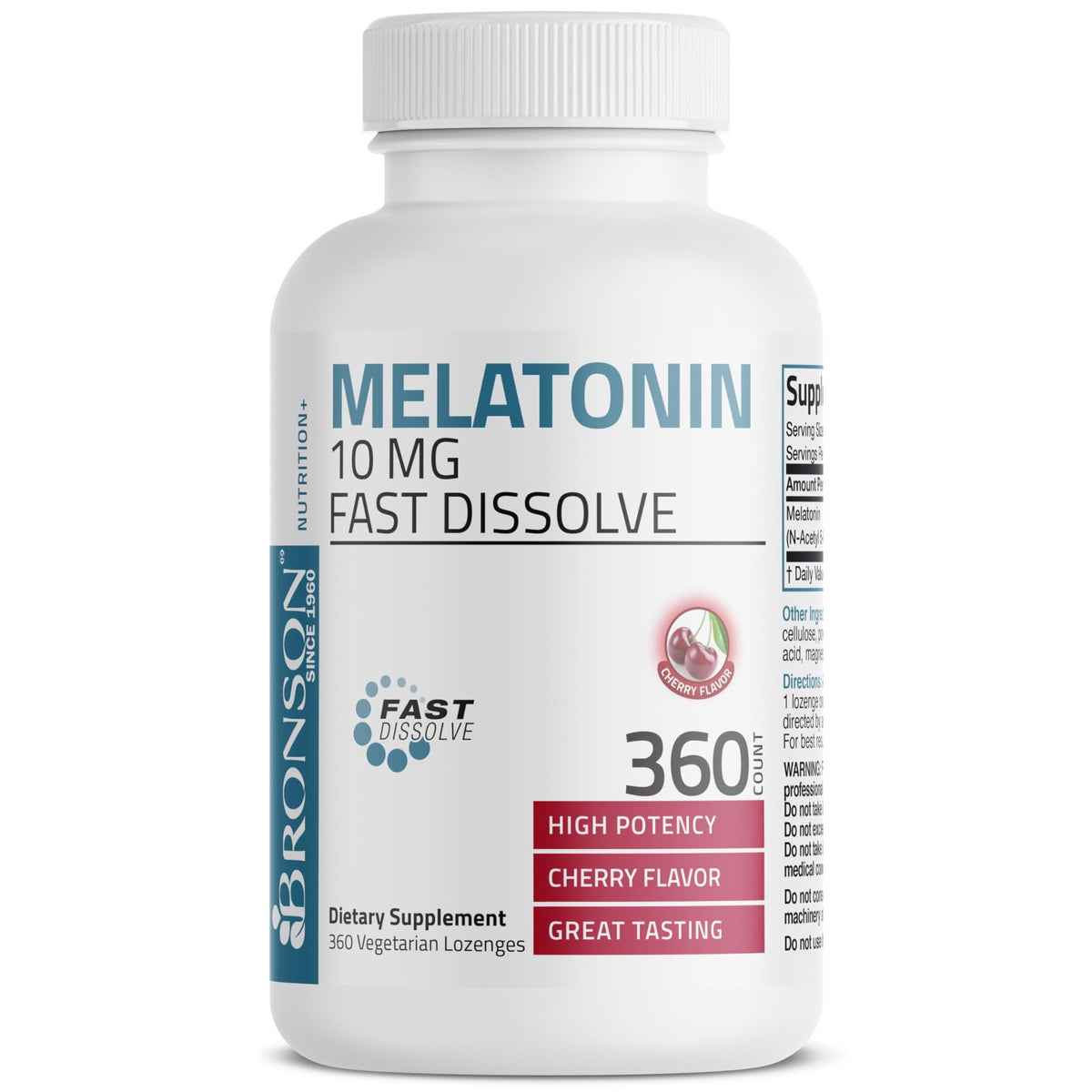 Bronson Melatonin 10mg Fast Dissolve Cherry Flavored Tablets Vegetarian Chewable Lozenges, 360 Count - FENGGESTORE20