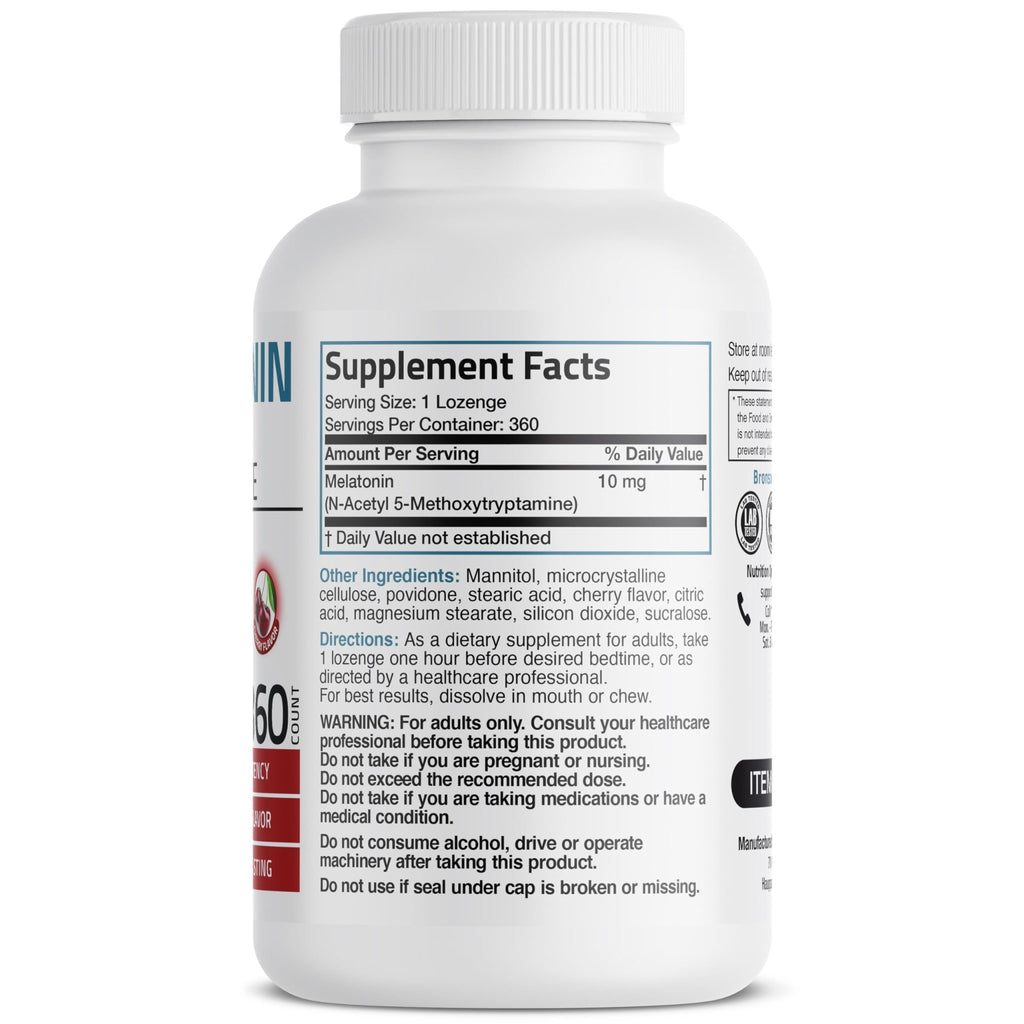Bronson Melatonin 10mg Fast Dissolve Cherry Flavored Tablets Vegetarian Chewable Lozenges, 360 Count - FENGGESTORE20