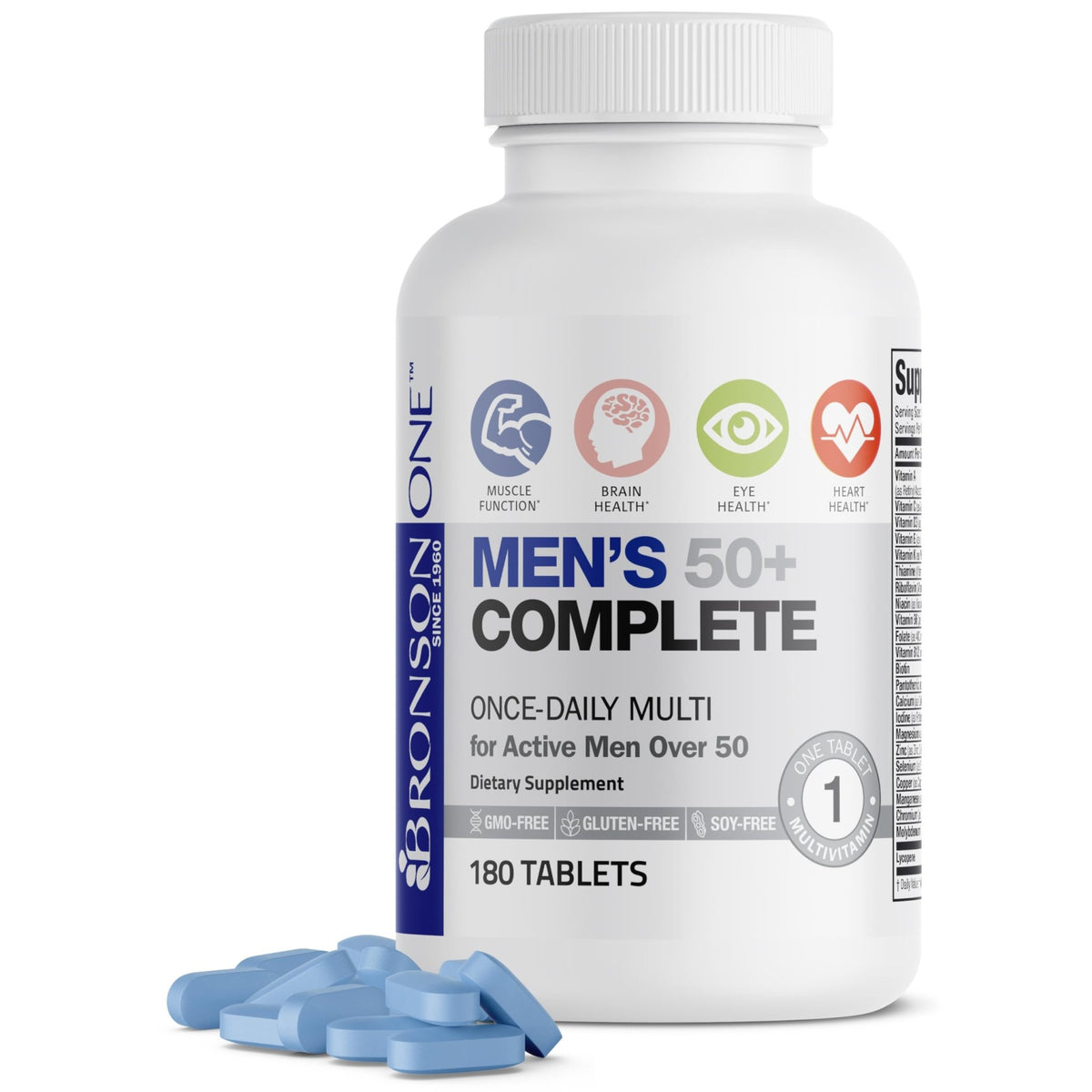 Bronson ONE Daily Mens 50+ Complete Multivitamin Multimineral, 180 Tablets - FENGGESTORE20