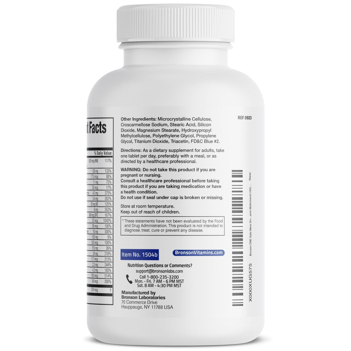 Bronson ONE Daily Mens 50+ Complete Multivitamin Multimineral, 180 Tablets - FENGGESTORE20