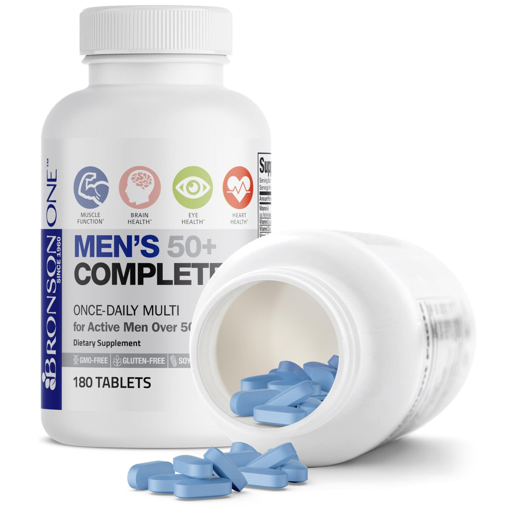 Bronson ONE Daily Mens 50+ Complete Multivitamin Multimineral, 180 Tablets - FENGGESTORE20