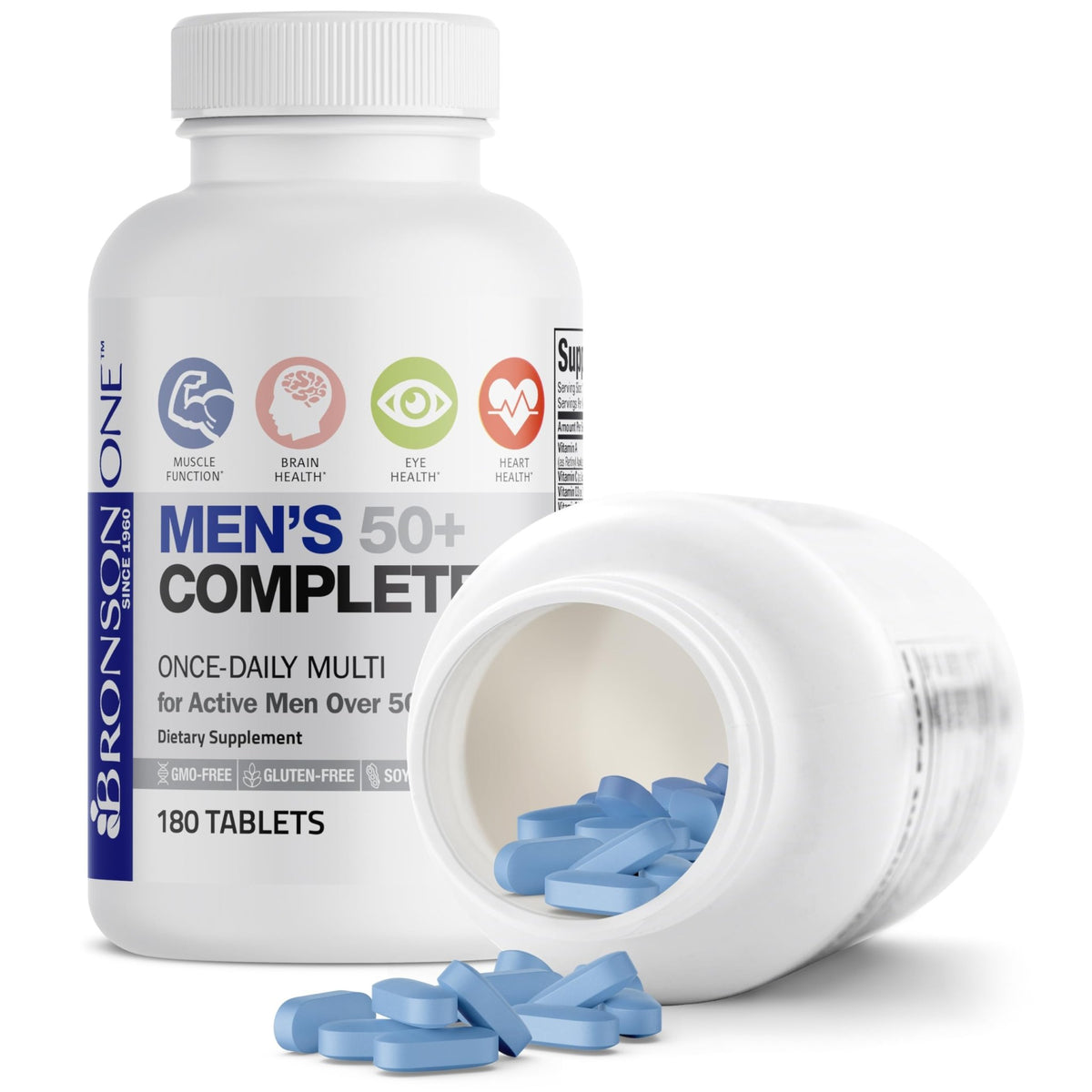 Bronson ONE Daily Mens 50+ Complete Multivitamin Multimineral, 180 Tablets - FENGGESTORE20