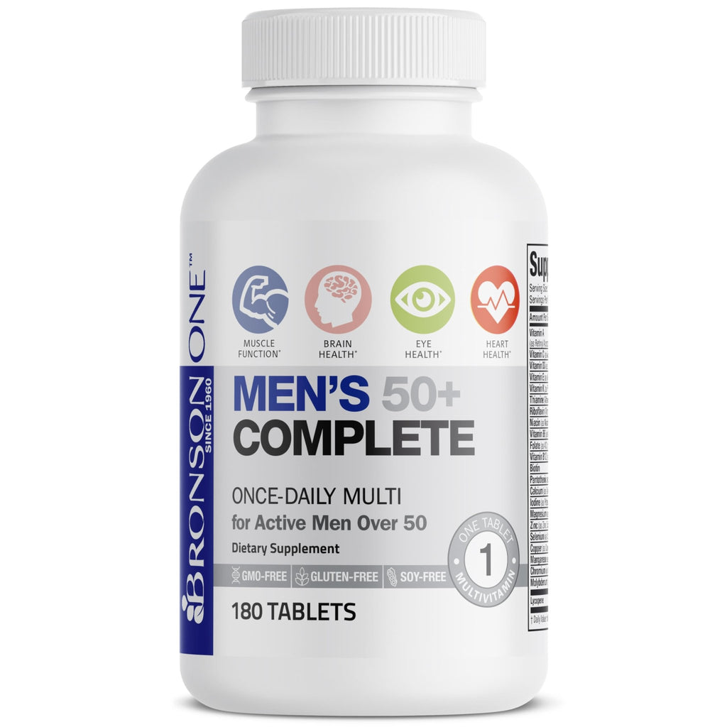 Bronson ONE Daily Mens 50+ Complete Multivitamin Multimineral, 180 Tablets - FENGGESTORE20
