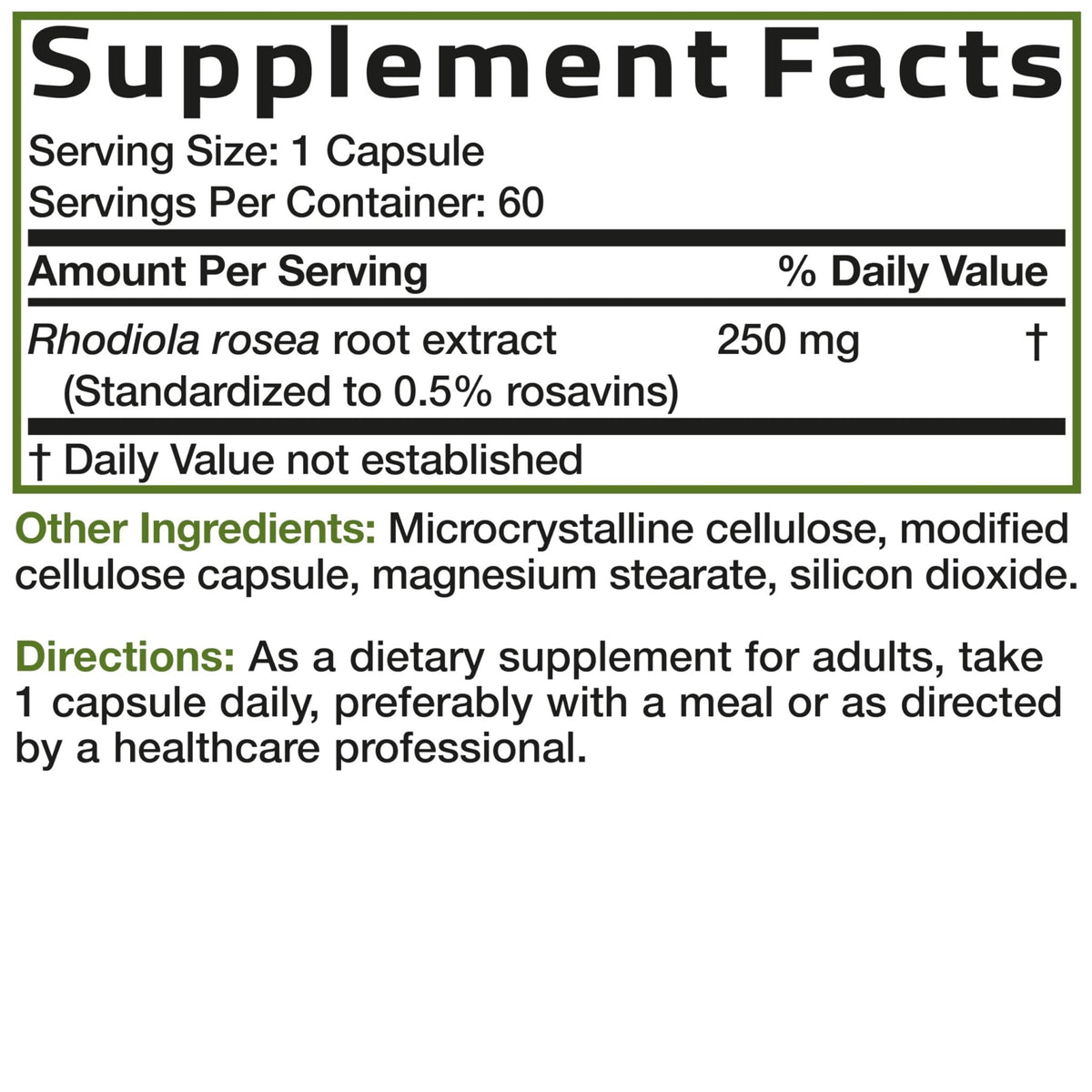 Bronson Rhodiola Rosea Vegetarian Capsules - Adaptogenic Herb - Brain, Stress & Mood Support - Non-GMO, 60 Count - FENGGESTORE20
