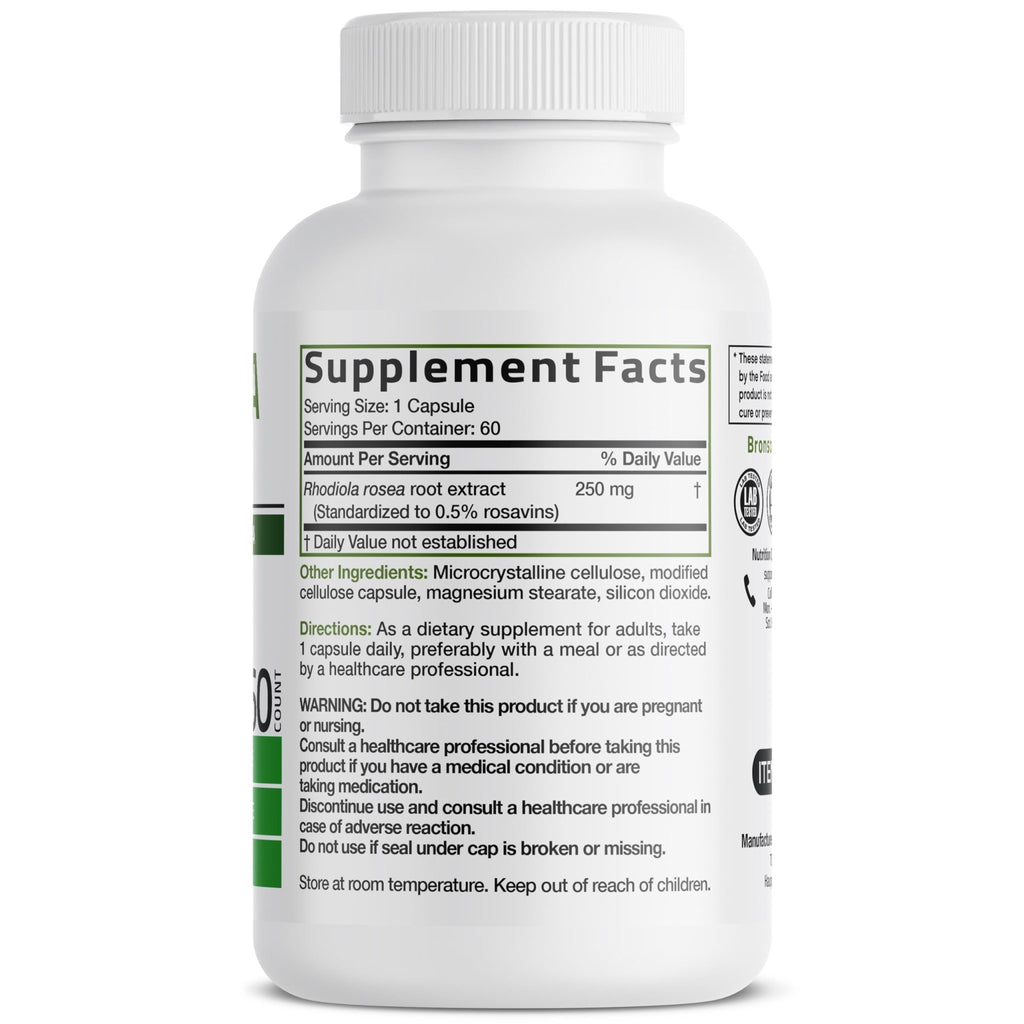 Bronson Rhodiola Rosea Vegetarian Capsules - Adaptogenic Herb - Brain, Stress & Mood Support - Non-GMO, 60 Count - FENGGESTORE20