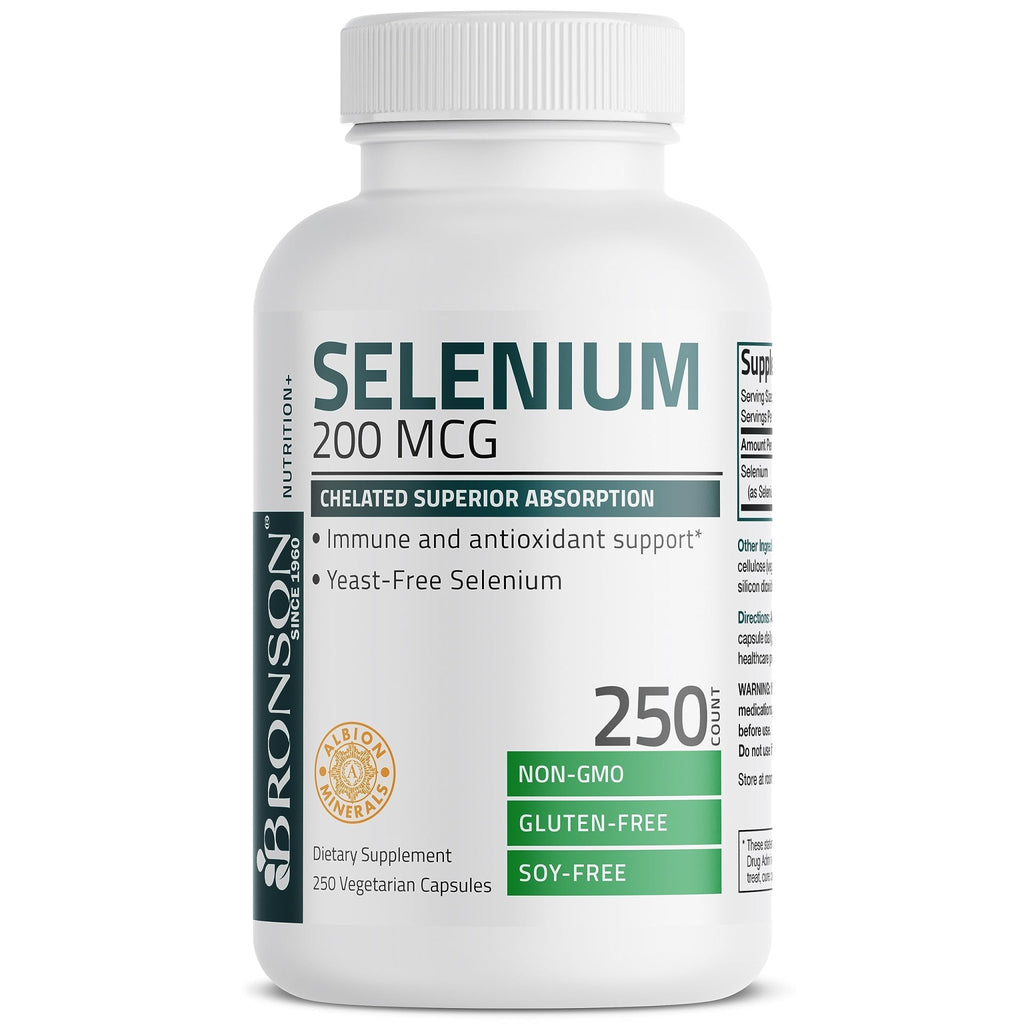 Bronson Selenium 200 mcg – Yeast Free Chelated Amino Acid Complex - Essential Trace Mineral with Superior Absorption - FENGGESTORE20