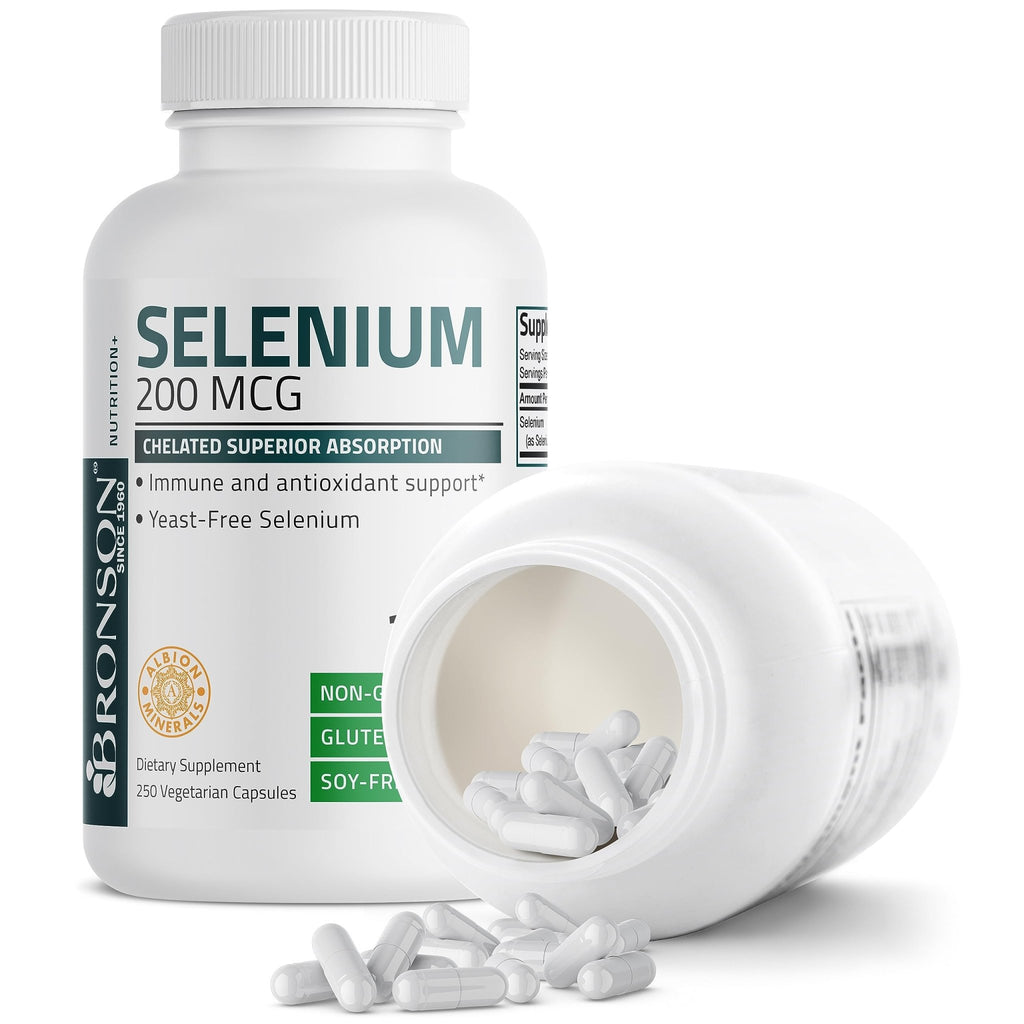 Bronson Selenium 200 mcg – Yeast Free Chelated Amino Acid Complex - Essential Trace Mineral with Superior Absorption - FENGGESTORE20