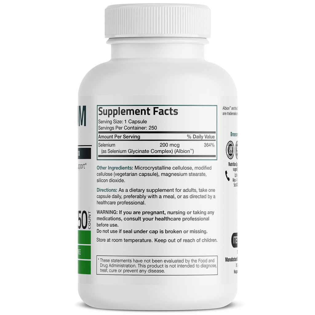 Bronson Selenium 200 mcg – Yeast Free Chelated Amino Acid Complex - Essential Trace Mineral with Superior Absorption - FENGGESTORE20