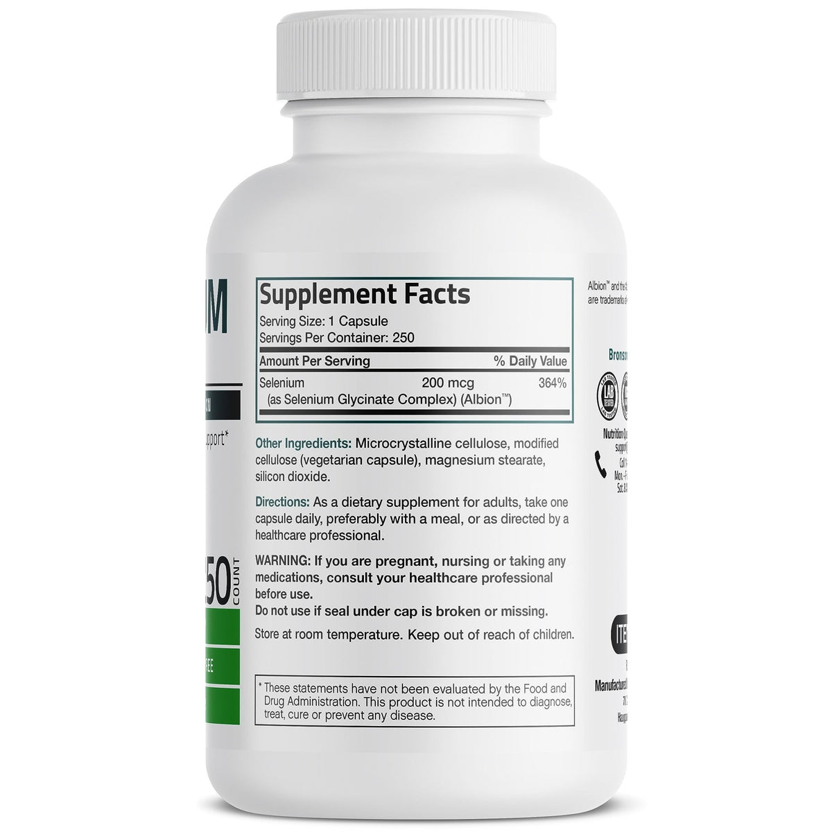Bronson Selenium 200 mcg – Yeast Free Chelated Amino Acid Complex - Essential Trace Mineral with Superior Absorption - FENGGESTORE20