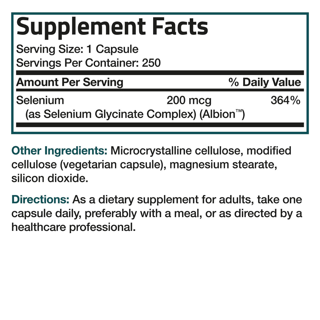 Bronson Selenium 200 mcg – Yeast Free Chelated Amino Acid Complex - Essential Trace Mineral with Superior Absorption - FENGGESTORE20