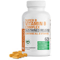 Bronson Super B Vitamin B Complex Sustained Slow Release (Vitamin B1, B2, B3, B6, B9 - Folic Acid, B12) Contains All B Vitamins 60 Tablets - FENGGESTORE20