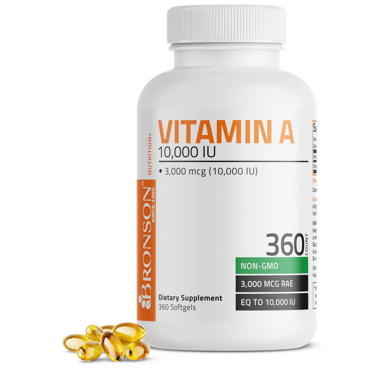Bronson Vitamin A 10,000 IU Premium Non-GMO Formula Supports Healthy Vision & Immune System and Healthy Growth & Reproduction, 360 Softgels - FENGGESTORE20