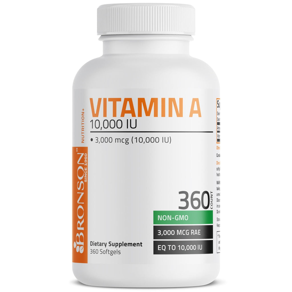 Bronson Vitamin A 10,000 IU Premium Non-GMO Formula Supports Healthy Vision & Immune System and Healthy Growth & Reproduction, 360 Softgels - FENGGESTORE20