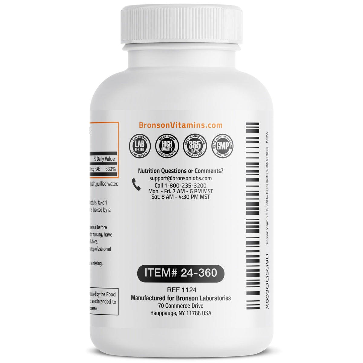 Bronson Vitamin A 10,000 IU Premium Non-GMO Formula Supports Healthy Vision & Immune System and Healthy Growth & Reproduction, 360 Softgels - FENGGESTORE20