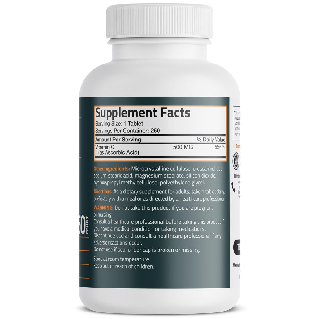 Bronson Vitamin C 500 MG Supports a Healthy Immune System & Antioxidant Protection, Non-GMO, 250 Vegetarian Tablets - FENGGESTORE20