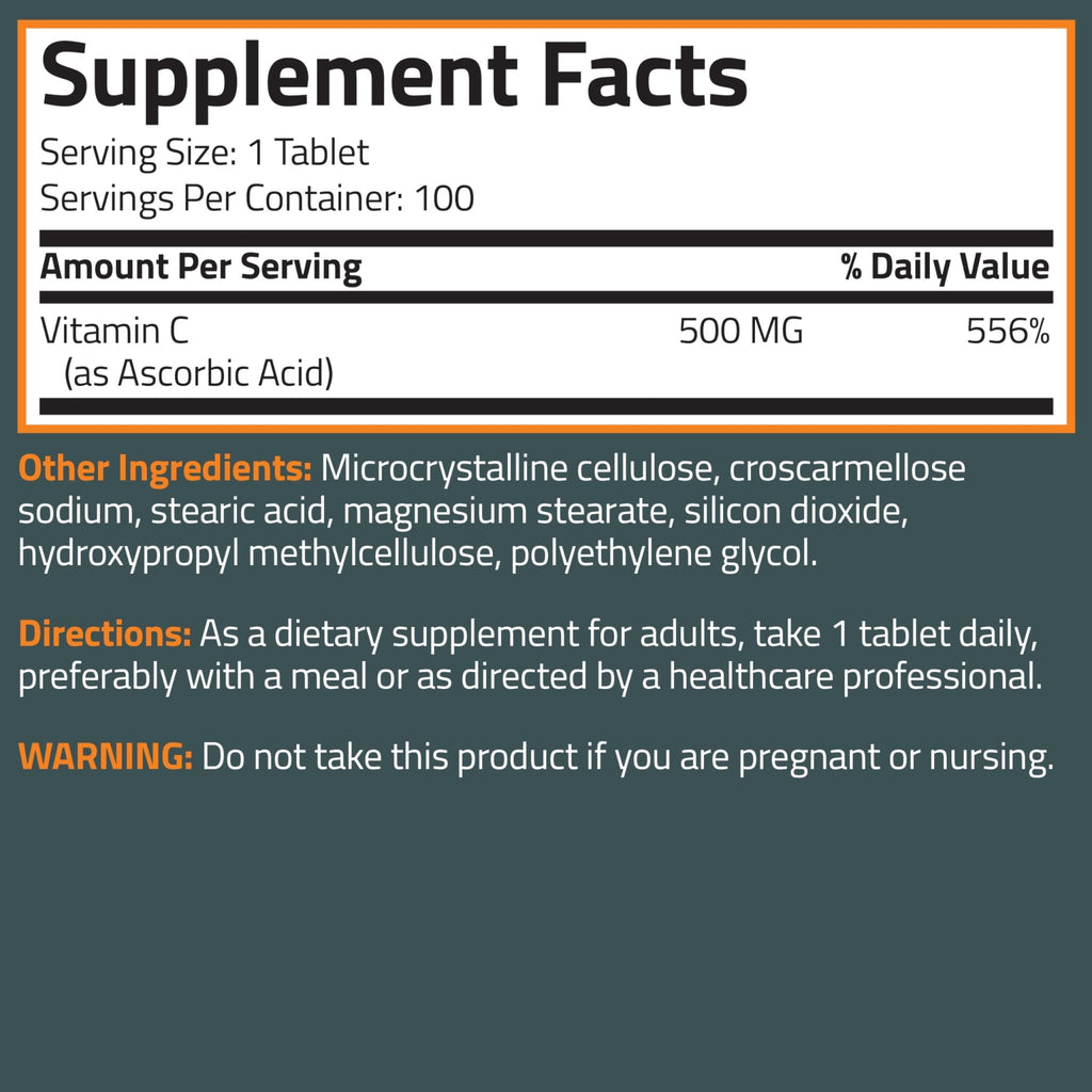 Bronson Vitamin C 500 MG Supports a Healthy Immune System & Antioxidant Protection, Non-GMO, 250 Vegetarian Tablets - FENGGESTORE20