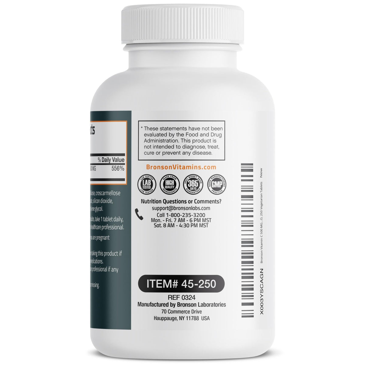Bronson Vitamin C 500 MG Supports a Healthy Immune System & Antioxidant Protection, Non-GMO, 250 Vegetarian Tablets - FENGGESTORE20