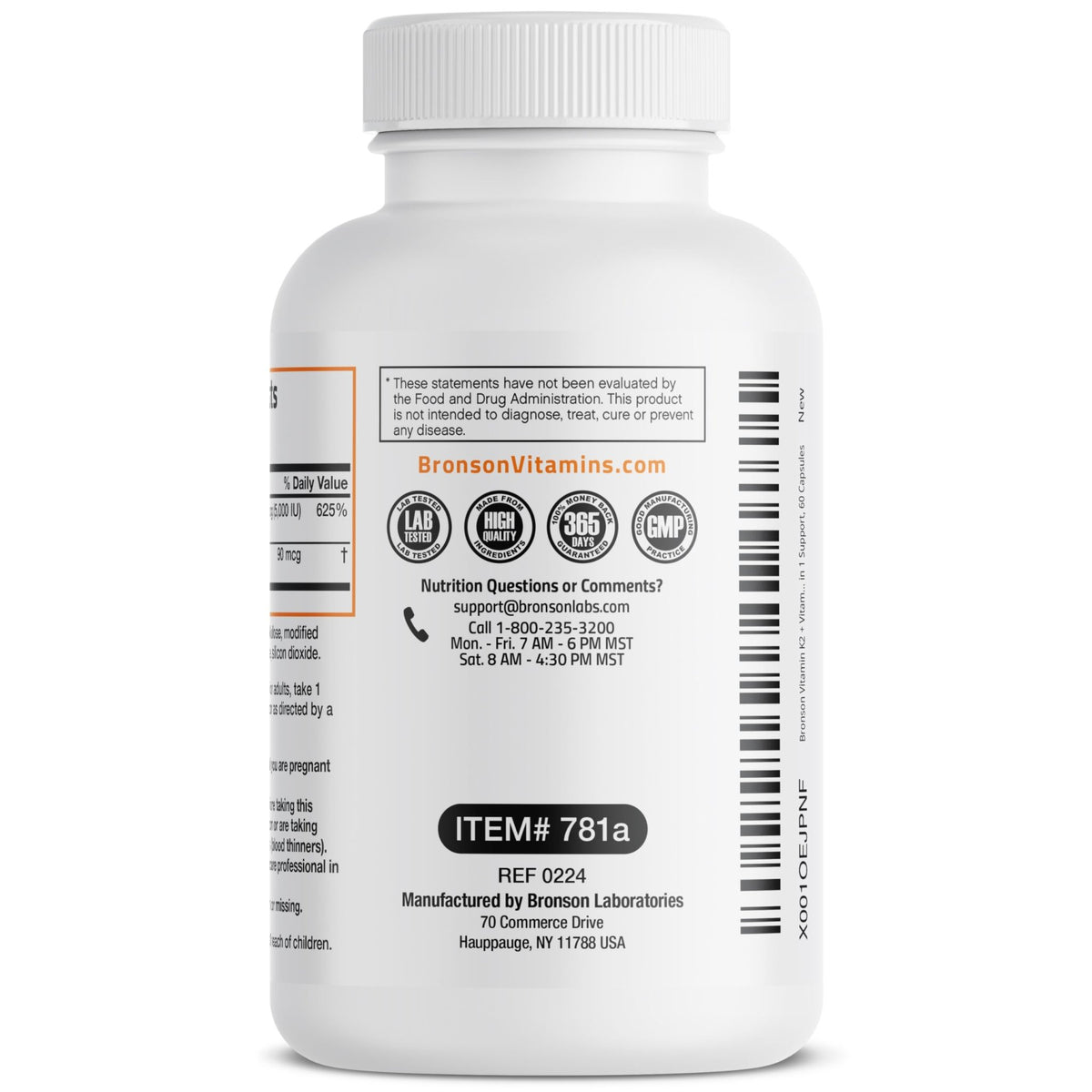 Bronson Vitamin K2 D3 (MK7) Supplement Non-GMO Formula Vitamin D3 5000IU (125 mcg) & 90 mcg K2 MK-7 - FENGGESTORE20