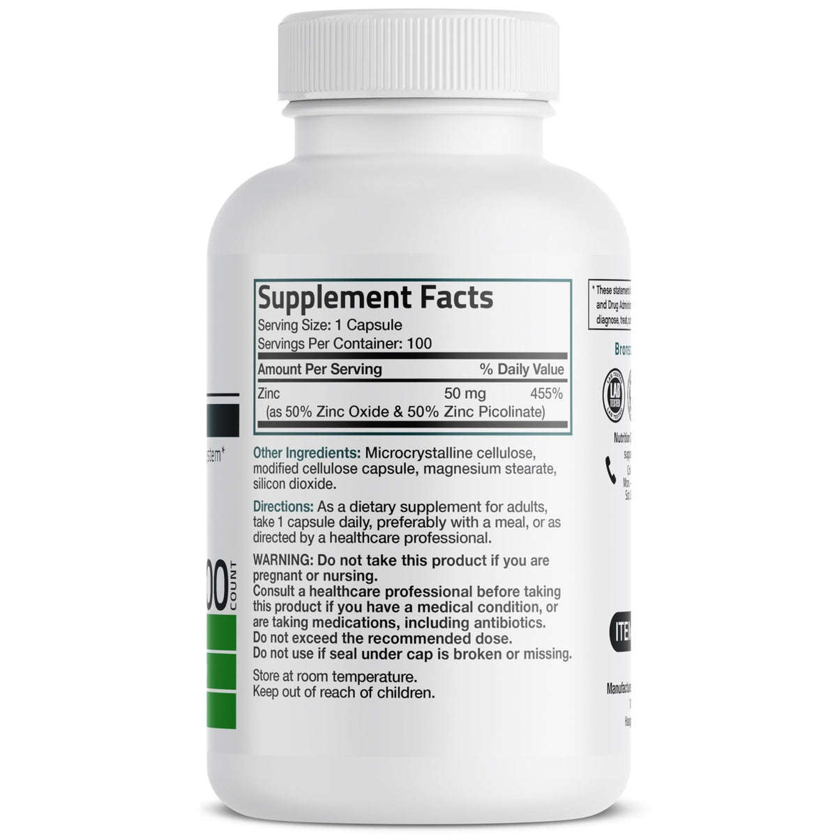 Bronson Zinc 50mg Complex High Potency Immune Support Supplement & Antioxidant and Skin Health - FENGGESTORE20