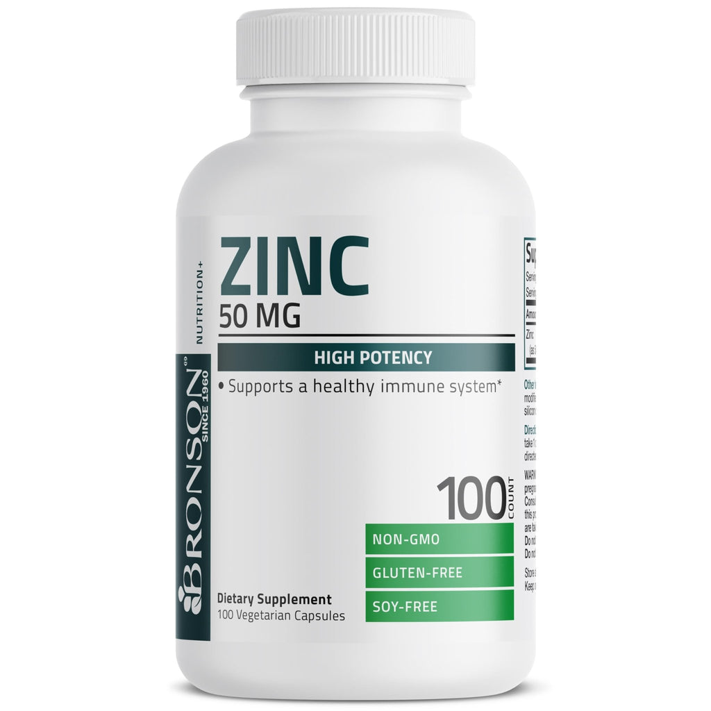 Bronson Zinc 50mg Complex High Potency Immune Support Supplement & Antioxidant and Skin Health - FENGGESTORE20