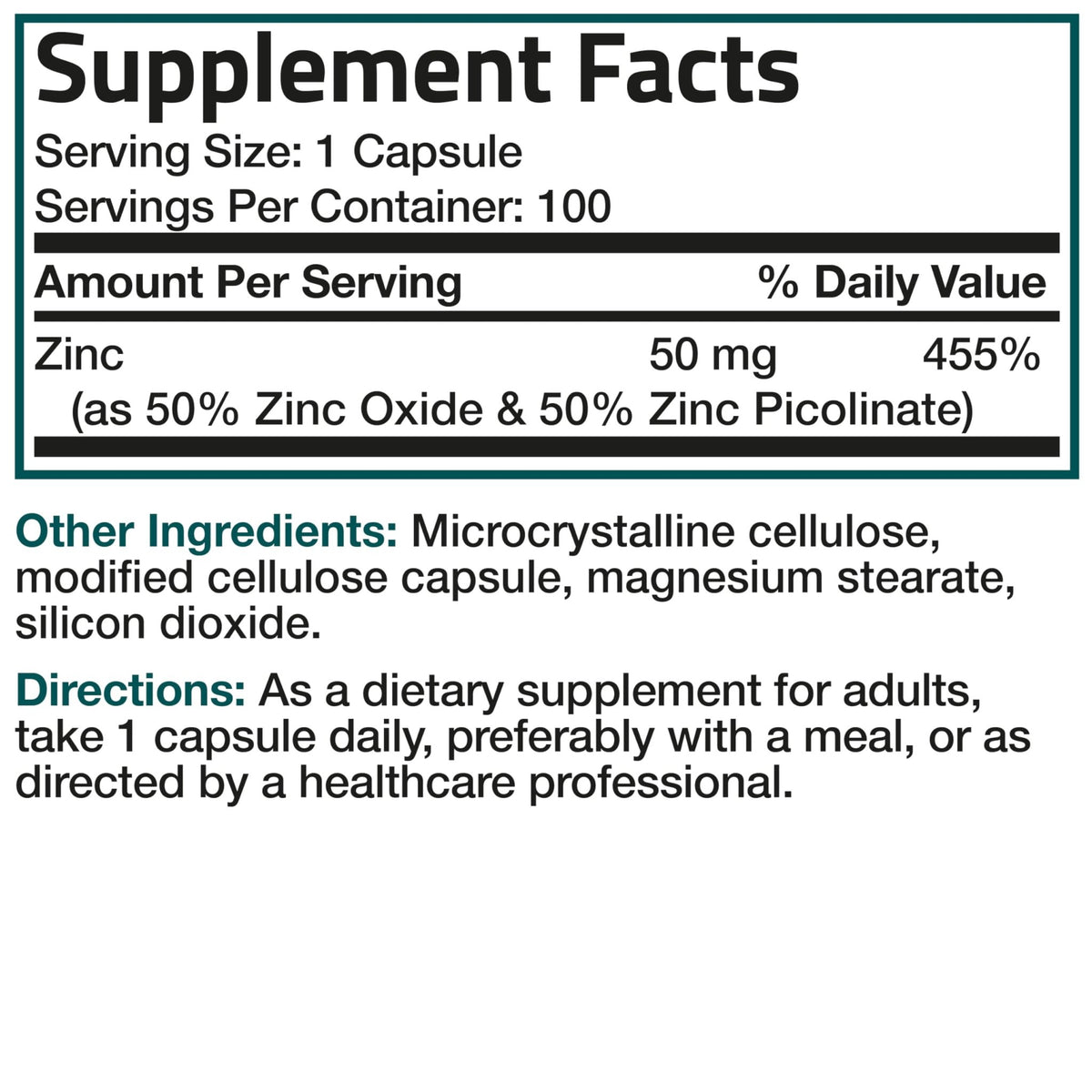 Bronson Zinc 50mg Complex High Potency Immune Support Supplement & Antioxidant and Skin Health - FENGGESTORE20
