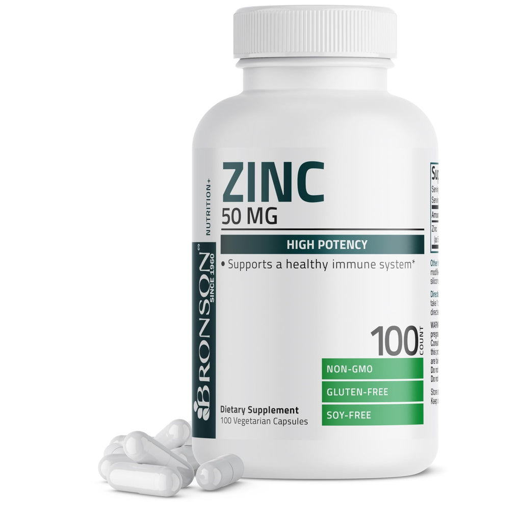 Bronson Zinc 50mg Complex High Potency Immune Support Supplement & Antioxidant and Skin Health - FENGGESTORE20