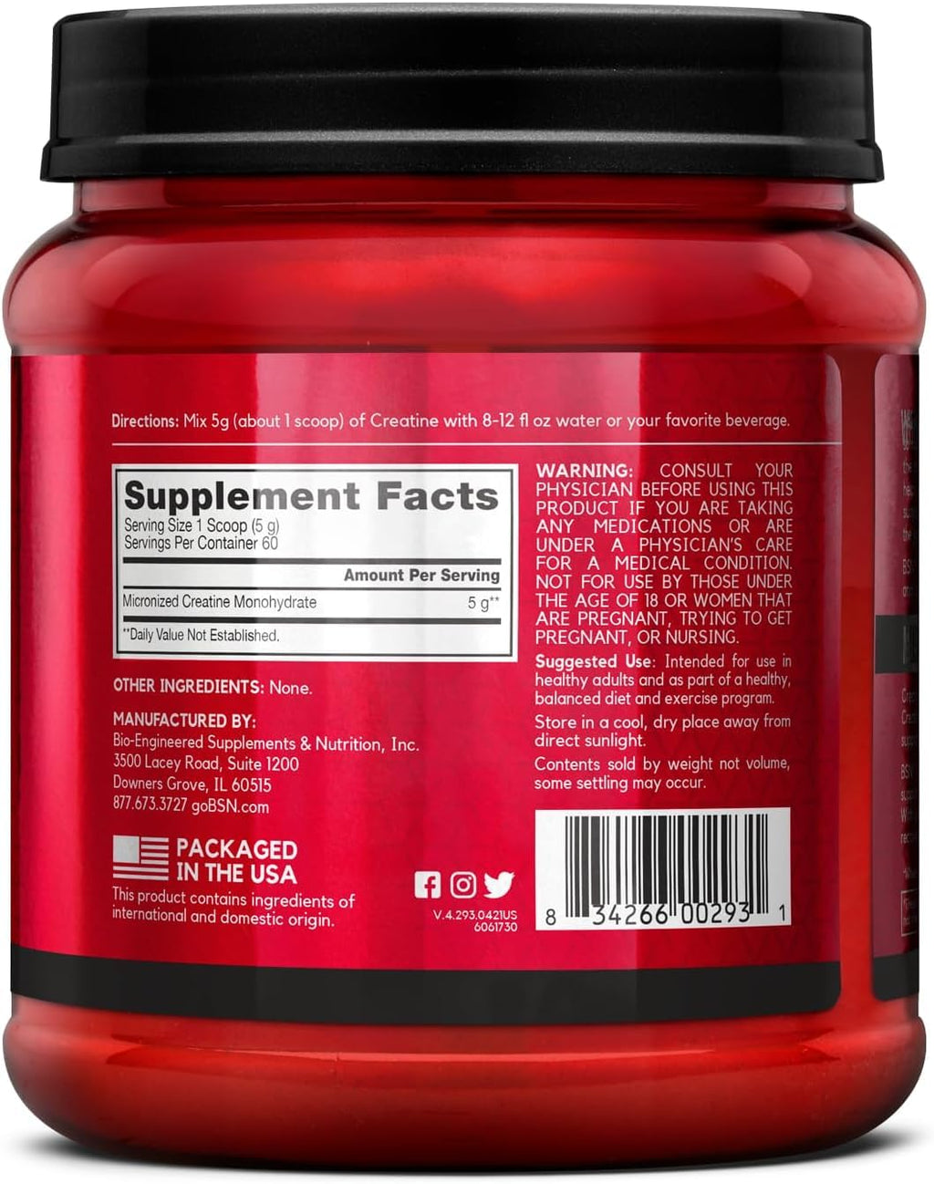 BSN Micronized Creatine Monohydrate Powder, Unflavored Creatine Powder, Micronized, Supports Muscle Building, Supports Muscle Strength, Gym Supplement - FENGGESTORE20