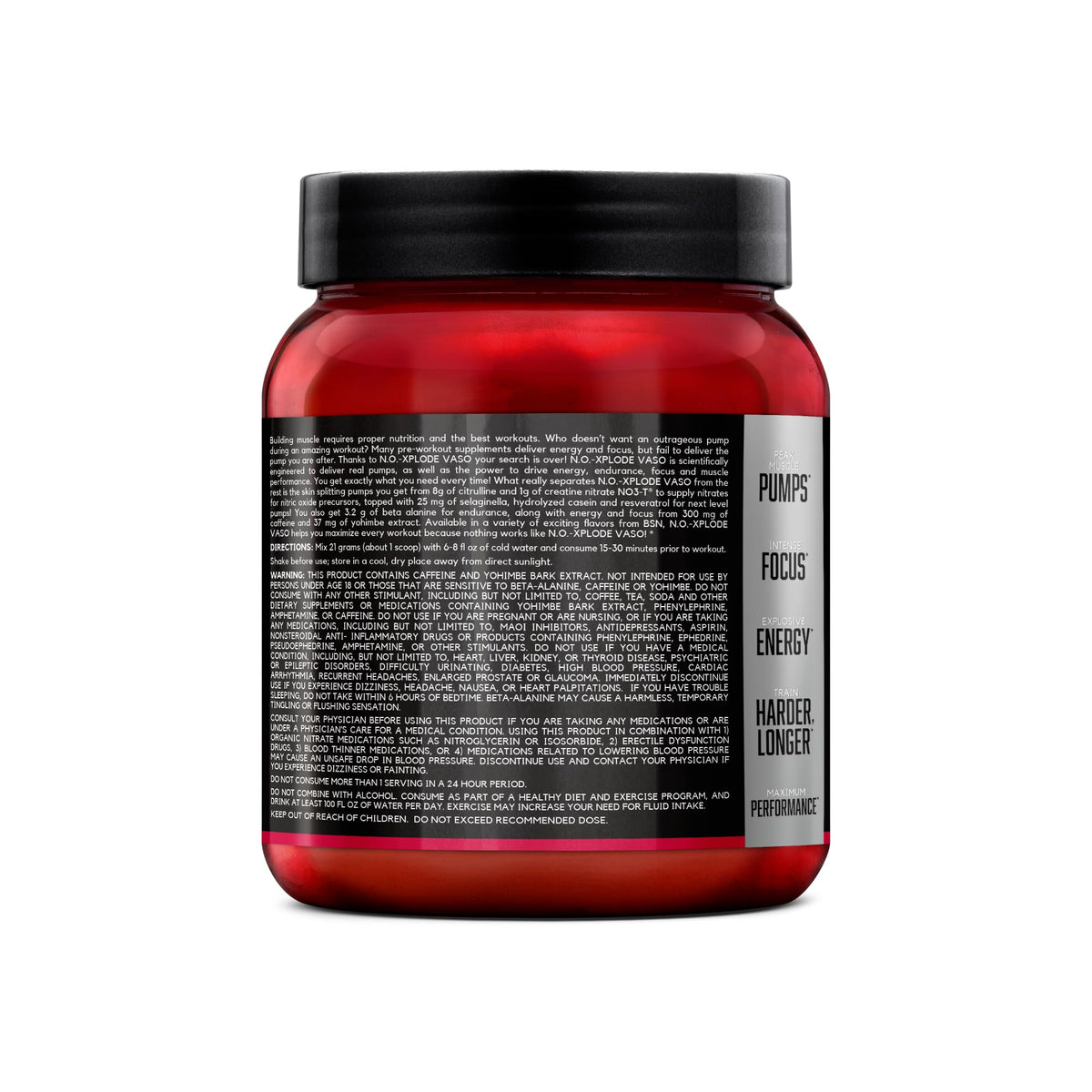 BSN N.O.-XPLODE Vaso Pre Workout Powder with 8g of L-Citrulline and 3.2g Beta-Alanine and Energy, Flavor: Cherry Bomb, 24 Servings - FENGGESTORE20