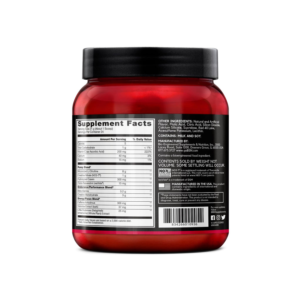 BSN N.O.-XPLODE Vaso Pre Workout Powder with 8g of L-Citrulline and 3.2g Beta-Alanine and Energy, Flavor: Cherry Bomb, 24 Servings - FENGGESTORE20