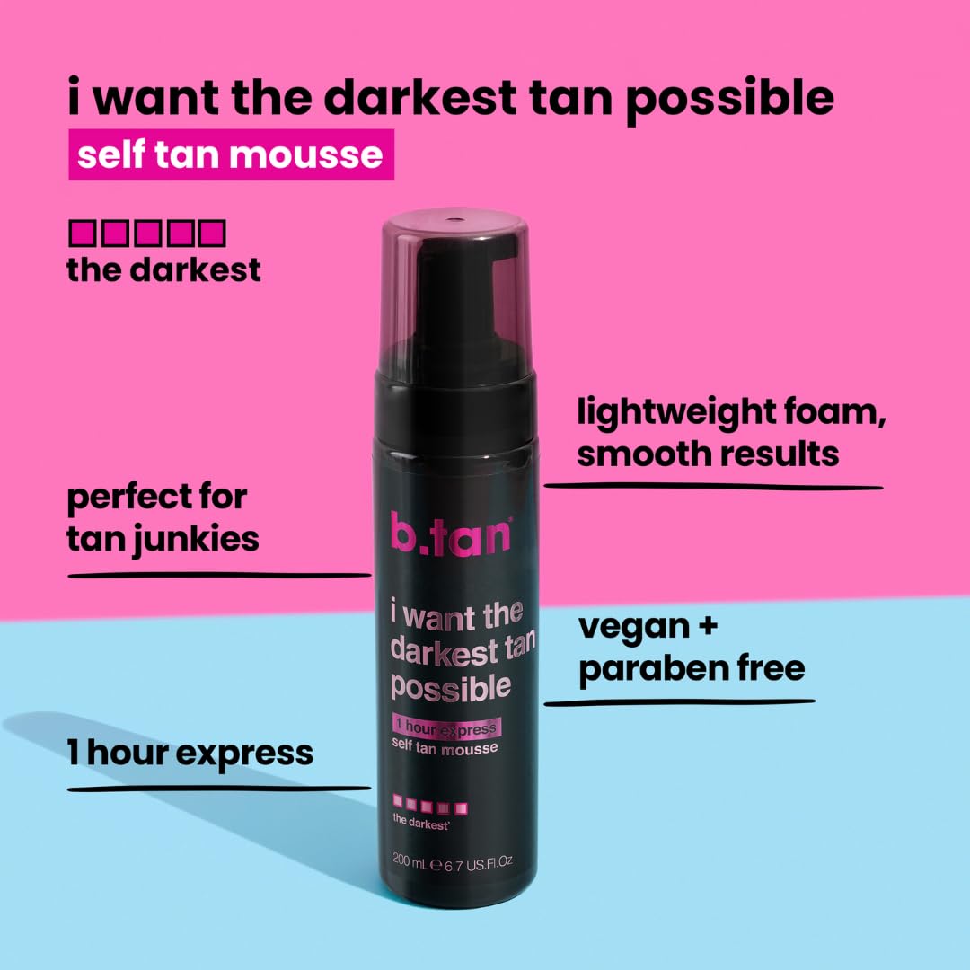 b.tan Ultra Dark Self Tanner Mousse | I Want The Darkest Tan Possible - Fast, 1 Hour Express - FENGGESTORE20