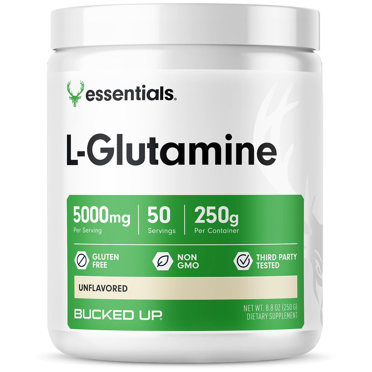 Bucked Up L-Glutamine (5000mg), Essentials (50 Servings, 250 Grams) - FENGGESTORE20