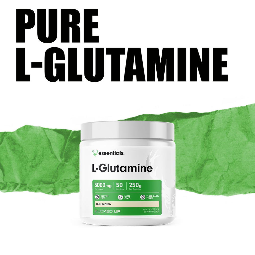 Bucked Up L-Glutamine (5000mg), Essentials (50 Servings, 250 Grams) - FENGGESTORE20