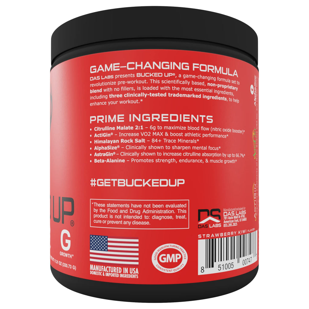 Bucked Up Pre Workout - Best Tasting - 6 Grams Citrulline, 2 Grams Beta Alanine Non Proprietary Blend, Powder (Strawberry Kiwi) - FENGGESTORE20