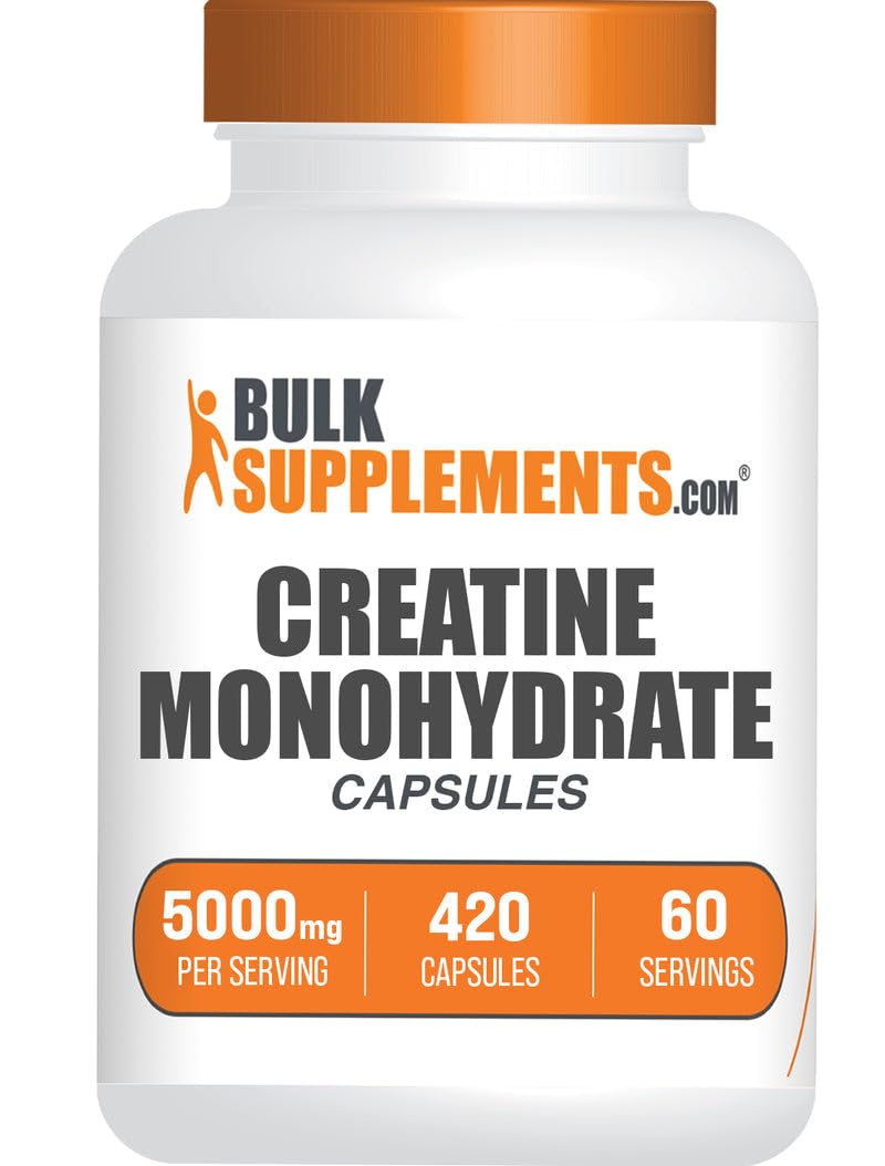 BulkSupplements.com Creatine Monohydrate Capsules - Micronized Creatine Pills - Gluten Free, 7 Capsules per Serving - FENGGESTORE20