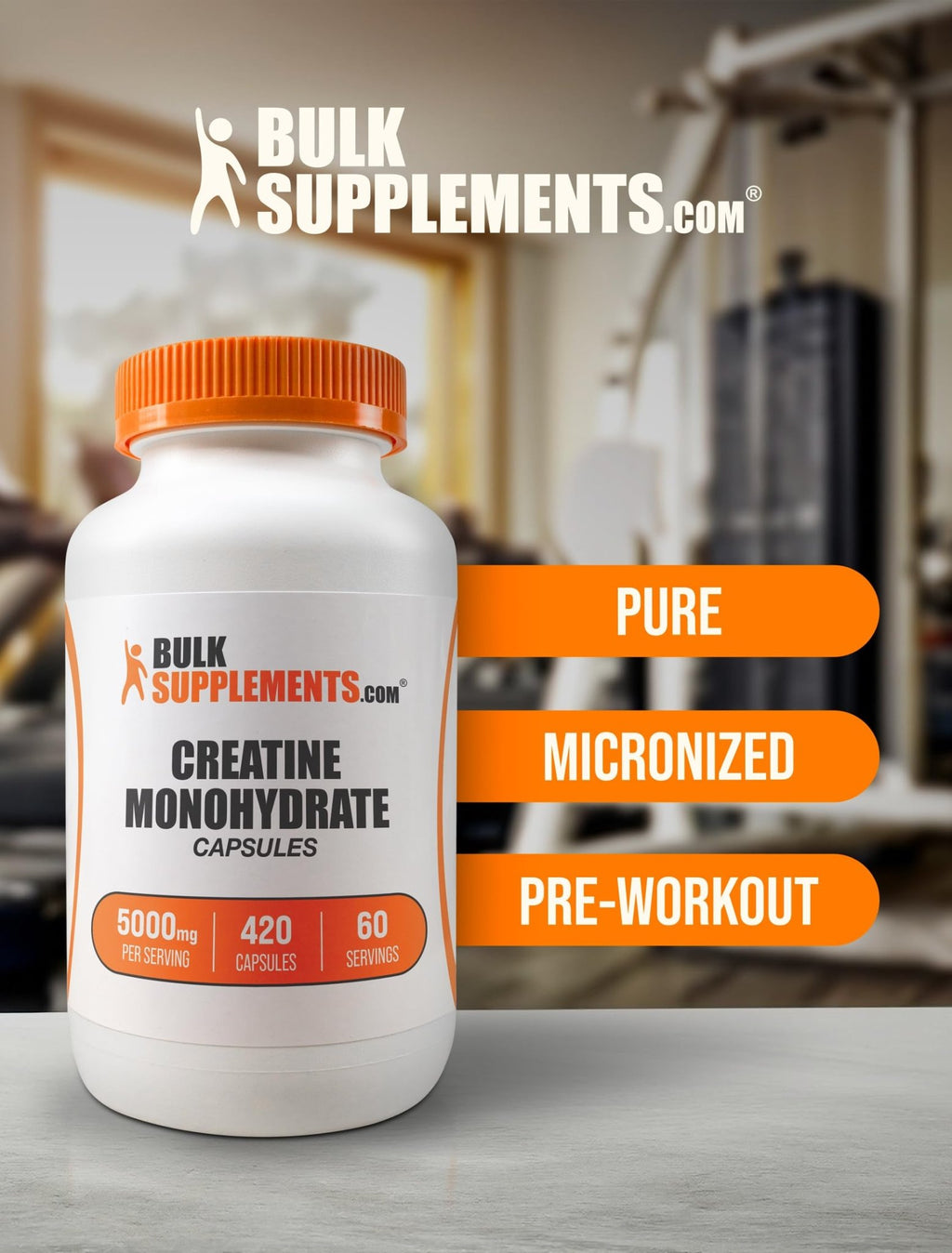 BulkSupplements.com Creatine Monohydrate Capsules - Micronized Creatine Pills - Gluten Free, 7 Capsules per Serving - FENGGESTORE20