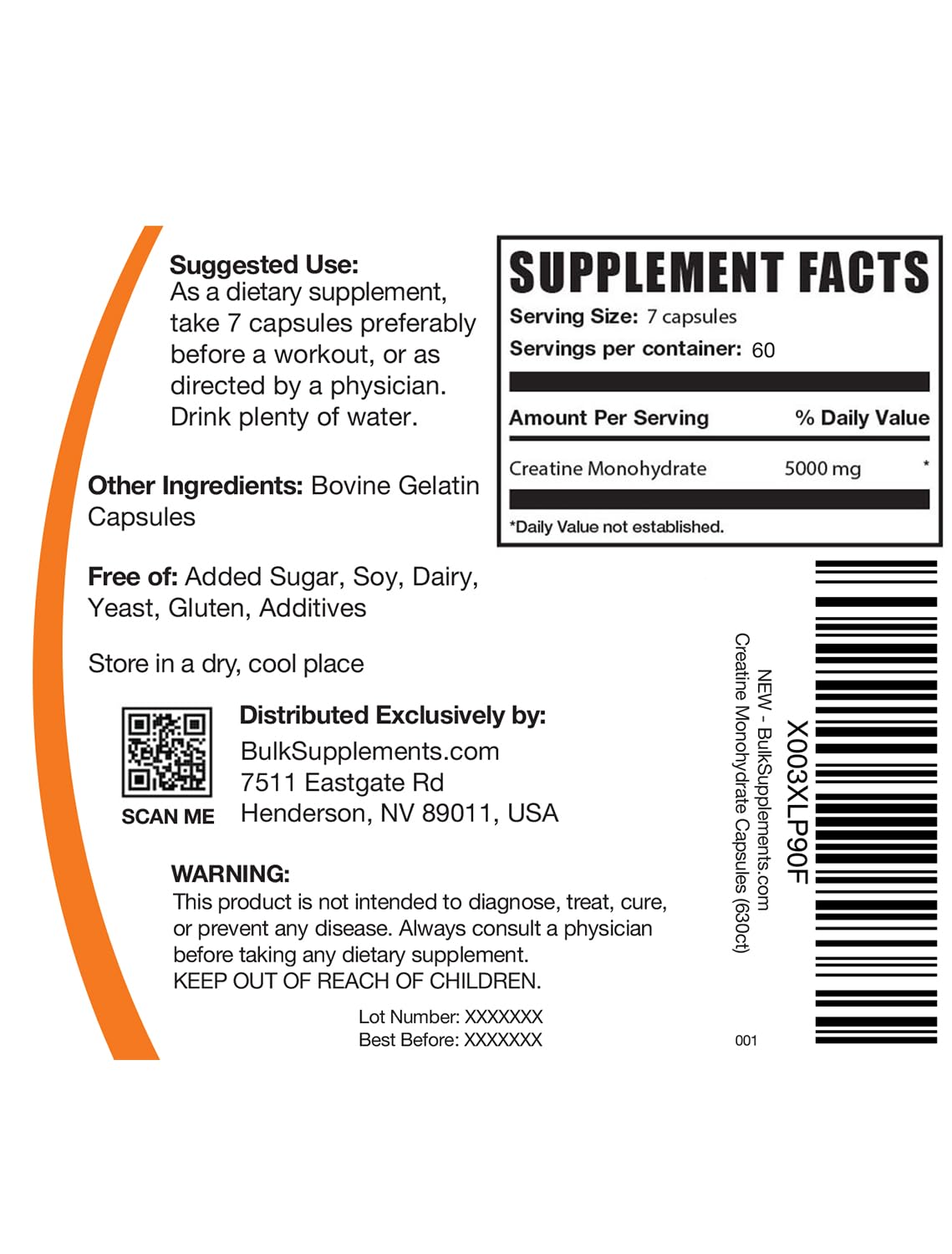 BulkSupplements.com Creatine Monohydrate Capsules - Micronized Creatine Pills - Gluten Free, 7 Capsules per Serving - FENGGESTORE20