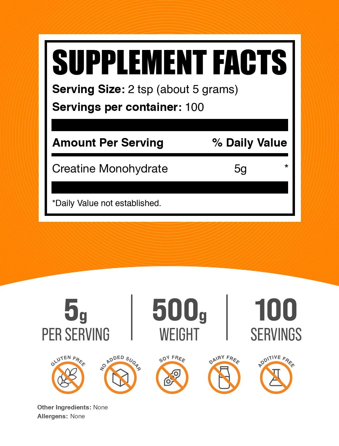 BulkSupplements.com Creatine Monohydrate Powder - Micronized Creatine Powder, Unflavored - Pure & Gluten Free, 5g per Serving, 500g (1.1 lbs) (Pack of 1) - FENGGESTORE20