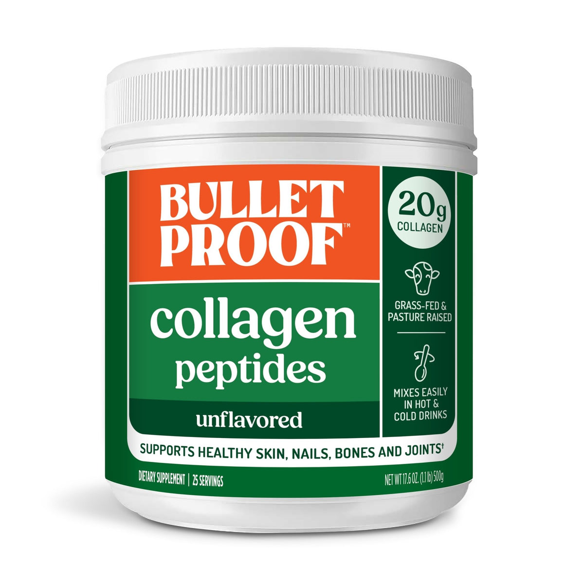 Bulletproof Unflavored Collagen Peptides Powder, 20g Grass-Fed Collagen Protein and Amino Acids for Skin - FENGGESTORE20