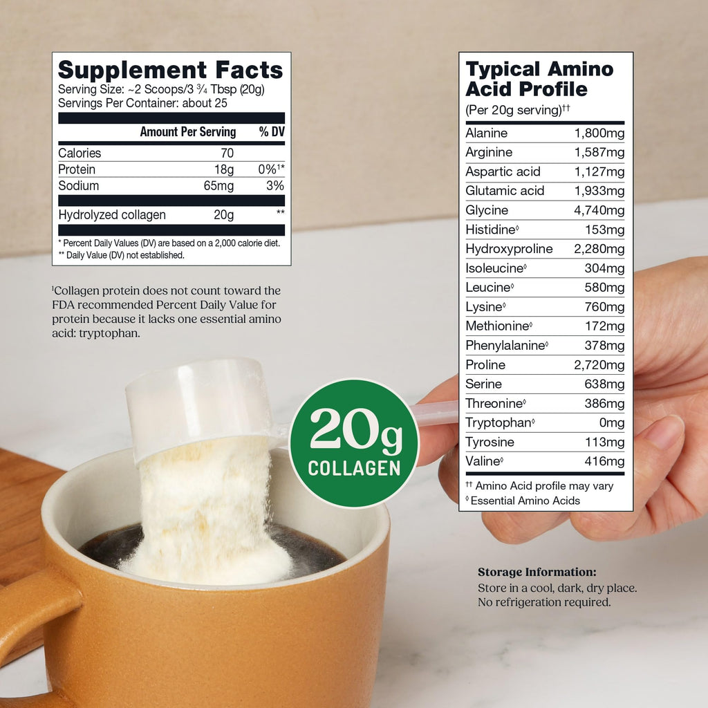 Bulletproof Unflavored Collagen Peptides Powder, 20g Grass-Fed Collagen Protein and Amino Acids for Skin - FENGGESTORE20