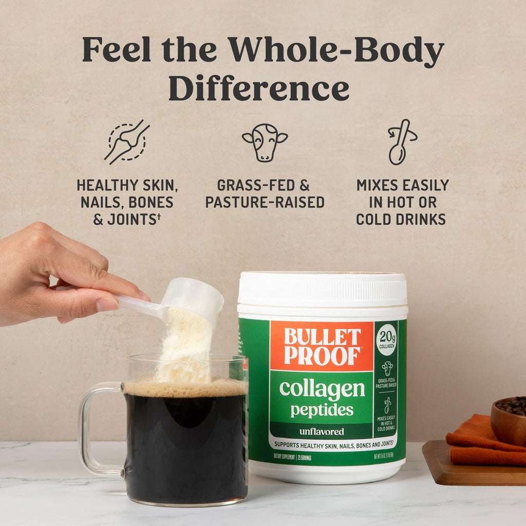 Bulletproof Unflavored Collagen Peptides Powder, 20g Grass-Fed Collagen Protein and Amino Acids for Skin - FENGGESTORE20