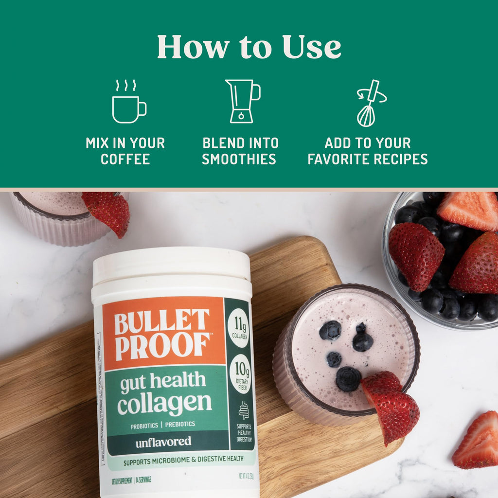 Bulletproof Unflavored Gut Health Collagen Protein, 14 Ounces, 10g Grass-Fed Collagen Peptides for Gut, Skin, Bone and Joint Support - FENGGESTORE20