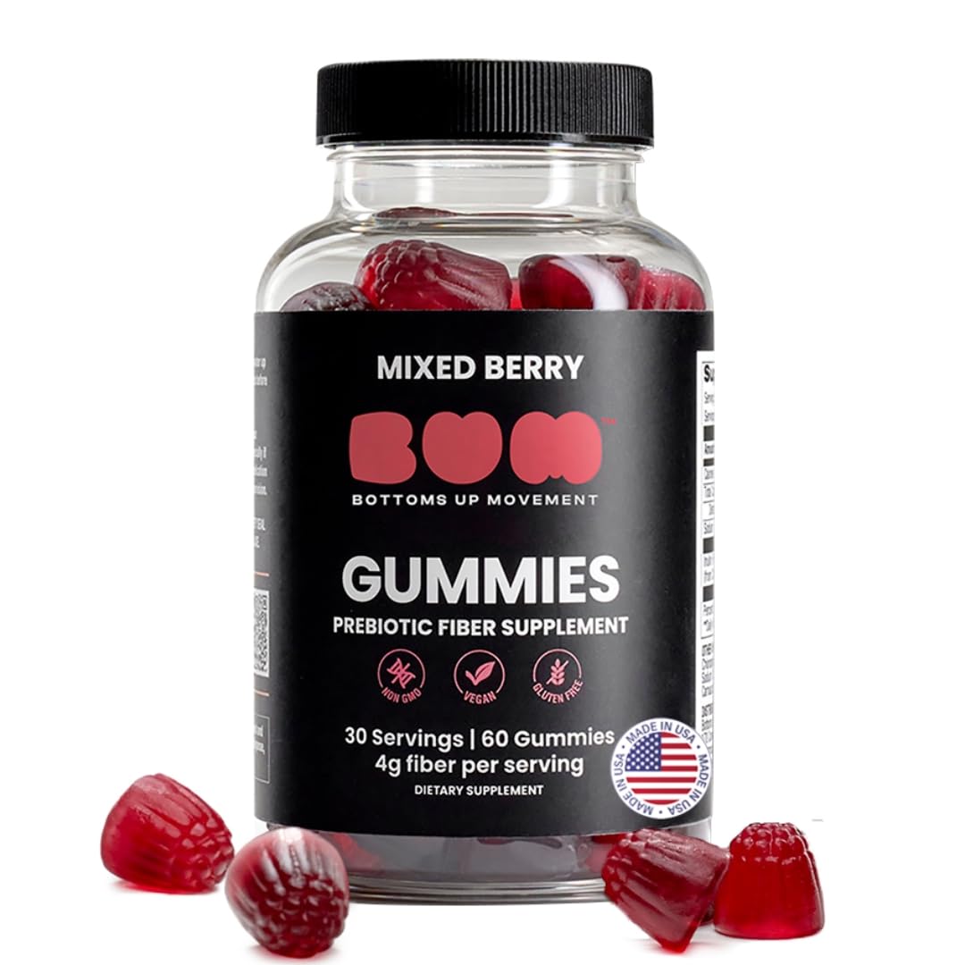 Bum Prebiotic Fiber Supplement for Men - Chicory Root Inulin Prebiotic Fiber Gummies for Men for Peachy Digestive Health, Regularity & Boating Relief - FENGGESTORE20