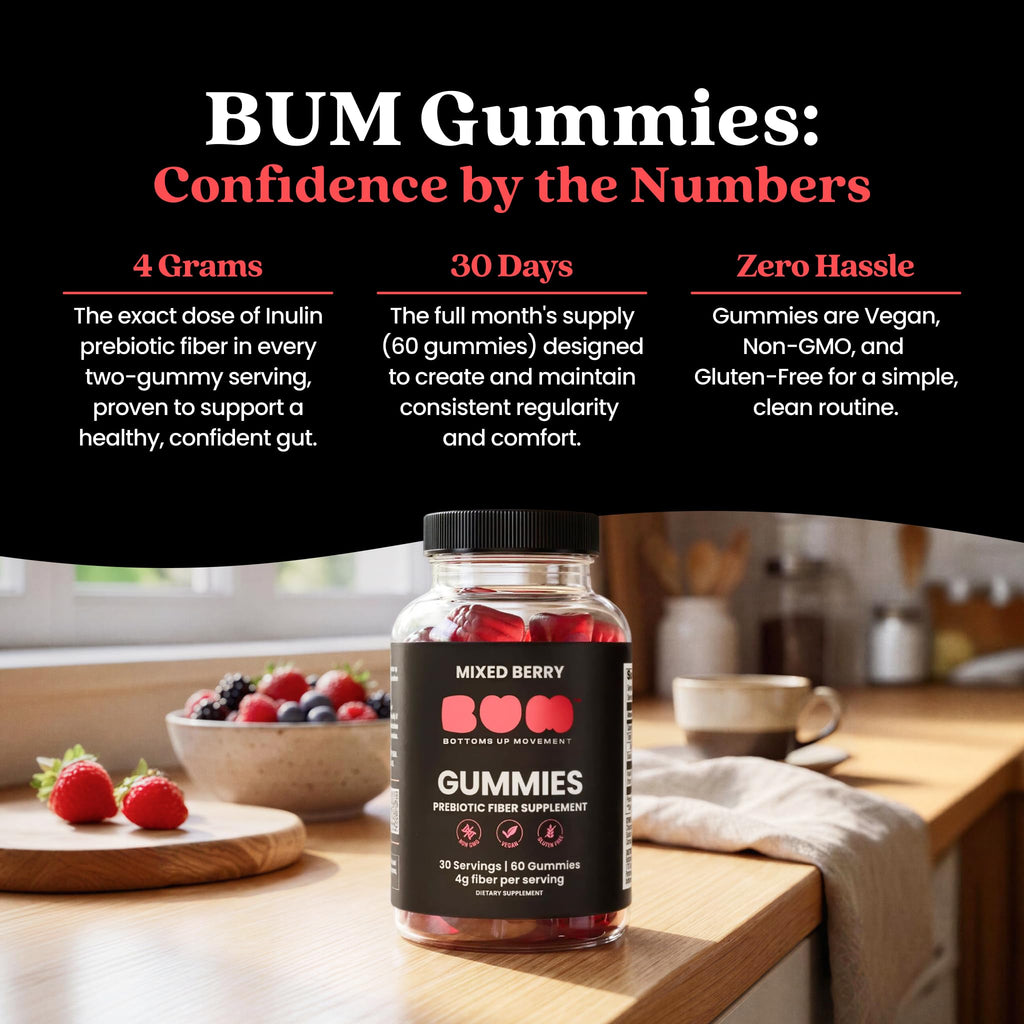 Bum Prebiotic Fiber Supplement for Men - Chicory Root Inulin Prebiotic Fiber Gummies for Men for Peachy Digestive Health, Regularity & Boating Relief - FENGGESTORE20