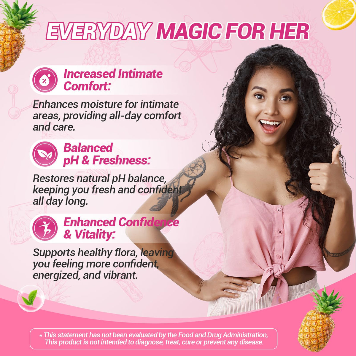 BURMINY Her Juicy Feminine Probiotics Gummies, Premium Feminine Balance Probiotics with Slippery Elm for Women's pH Balance and Freshness – Support Daily Wellness - FENGGESTORE20