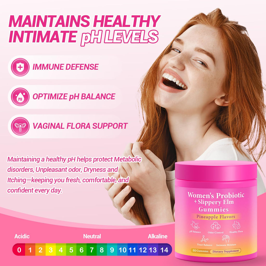 BURMINY Her Juicy Feminine Probiotics Gummies, Premium Feminine Balance Probiotics with Slippery Elm for Women's pH Balance and Freshness – Support Daily Wellness - FENGGESTORE20