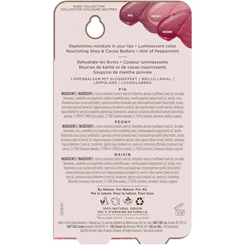 Burt's Bees Easter Basket Stuffers, Lip Shimmer Nude Collection, Tinted Lip Balm, Moisturizing for All Day Hydration with Natural Glowy Finish - FENGGESTORE20